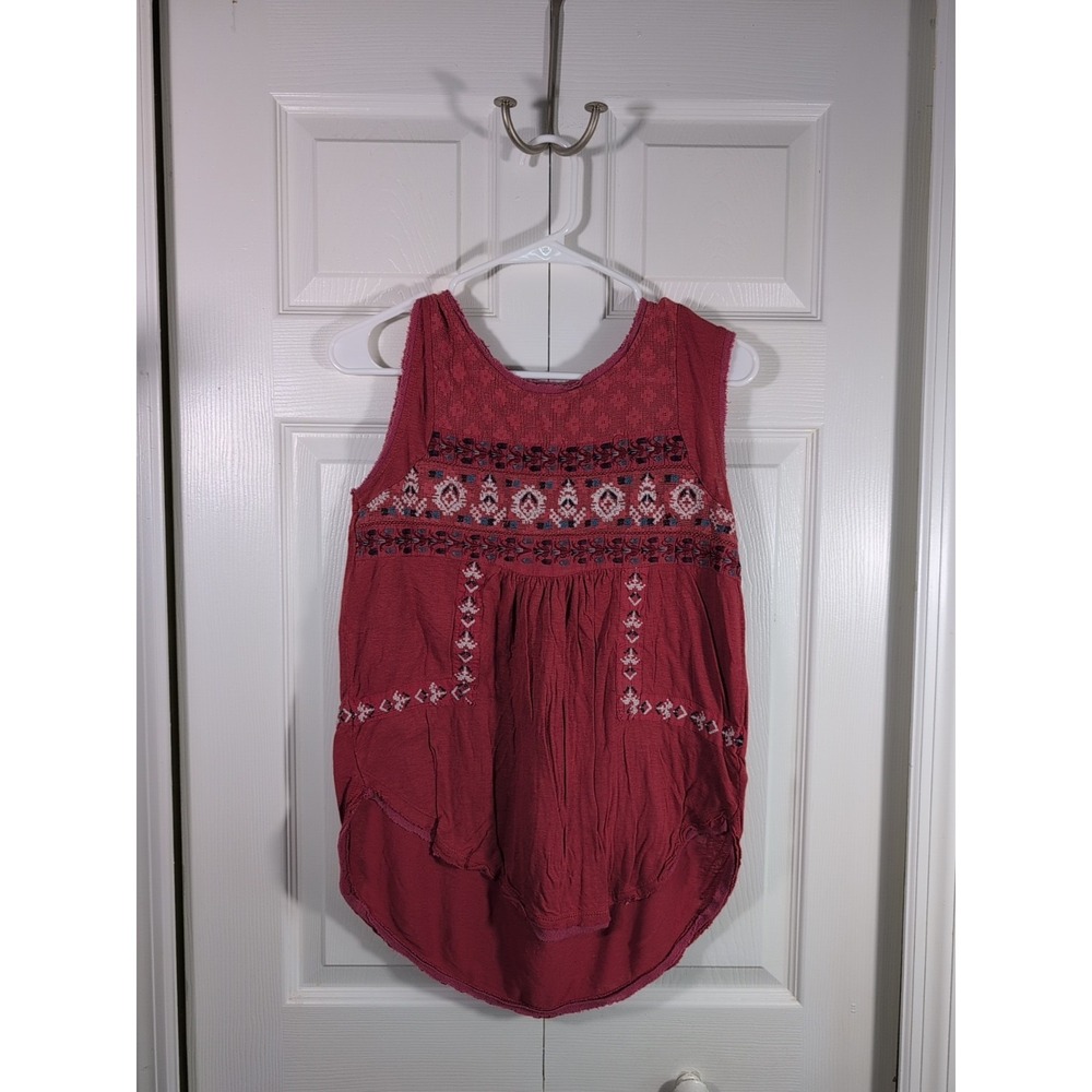 Free People Sleeveless Embroidered Linen Blend Top Small